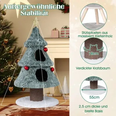 Škrabadlo na Vianoce s 2 jaskyňami pre mačky Stromček pre mačky Vianočný stromček Škrabadlo pre mačky