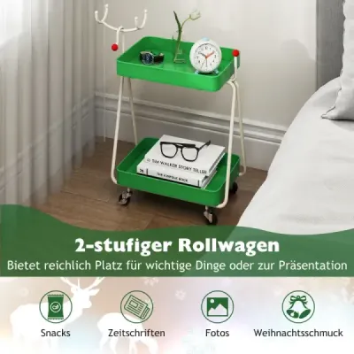 2-stupňový vozík v tvare soba servírovací vozík kuchynský vozík na Vianoce zelený