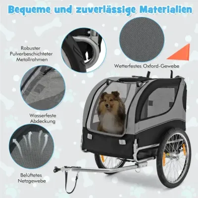 Príves pre psa na bicykel Príves pre domáce zvieratá na bicykel s nosnosťou 40 kg Sivá