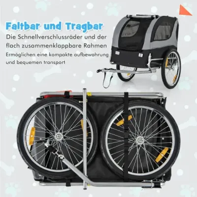 Príves pre psa na bicykel Príves pre domáce zvieratá na bicykel s nosnosťou 40 kg Sivá