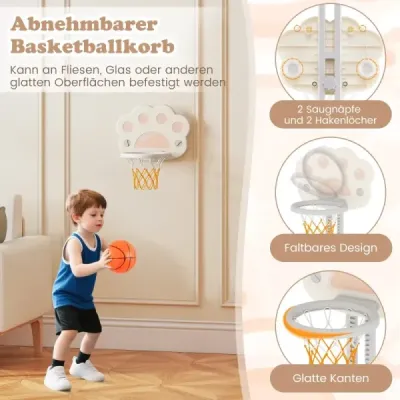 3 v 1 detský basketbalový kôš detské športové centrum s basketbalom, futbalom a golfom šedá farba