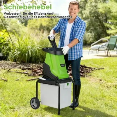 2800W Elektrický drvič so zbernou nádobou 50L Drvič dreva Elektrický záhradný drvič Zelený