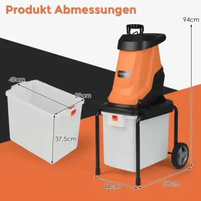 2800 W elektrický drvič s 50 l zberným zásobníkom Drvič dreva Elektrický záhradný drvič Oranžový