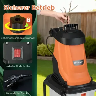 2800 W elektrický drvič s 50 l zberným zásobníkom Drvič dreva Elektrický záhradný drvič Oranžový
