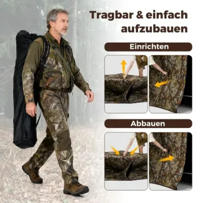 Jagdblind Prízemný stan pre 2 osoby s tichými posuvnými oknami Prenosný pop-up maskovací stan