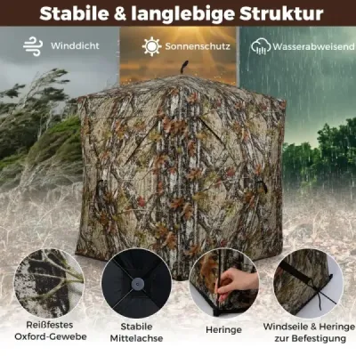 Jagdblind Prízemný stan pre 2 osoby s tichými posuvnými oknami Prenosný pop-up maskovací stan