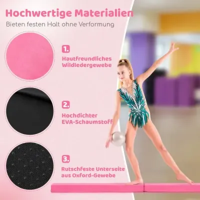 210 cm kladina gymnastická kladina skladacia gymnastická kladina protišmyková kladina do 73 kg ružová