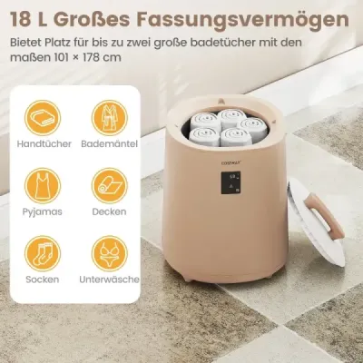 Ohrievač uterákov 18 L stropný ohrievač s LED displejom a automatickým vypínaním prenosný ohrievač uterákov Brown