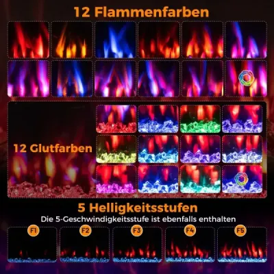 42'' elektrický krb 750W/1500W vstavaný krb s APP s možnosťou pripojenia k sieti WLAN a diaľkovým ovládaním