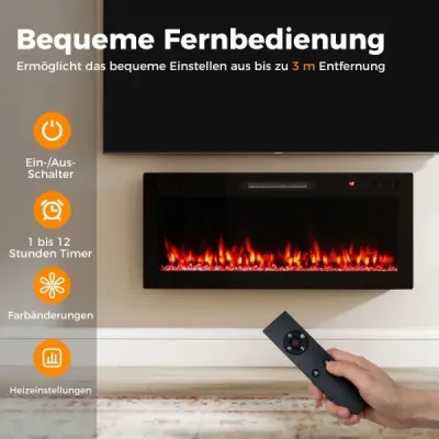 42'' elektrický krb 750W/1500W vstavaný krb s APP s možnosťou pripojenia k sieti WLAN a diaľkovým ovládaním
