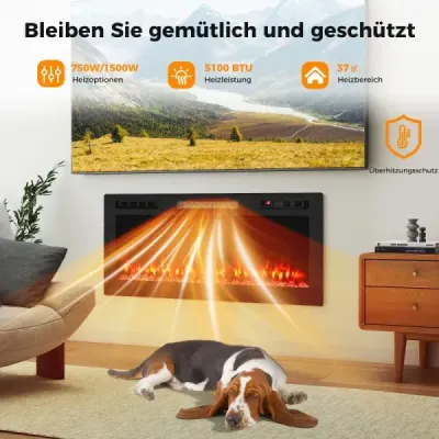 42'' elektrický krb 750W/1500W vstavaný krb s APP s možnosťou pripojenia k sieti WLAN a diaľkovým ovládaním