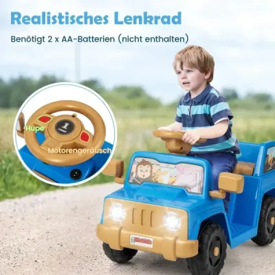 6V detské vozidlo pre batoľatá Hracie auto so zvukovými efektmi Štartovanie jedným tlačidlom Držiak na pohár Úložný priestor Námornícka modrá