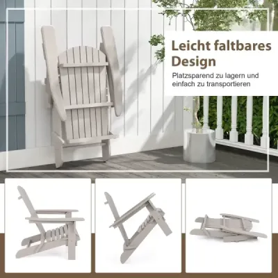 Kreslo Adirondack skladacie Kreslo Adirondack drevené záhradné kreslo s vysokým operadlom sivé