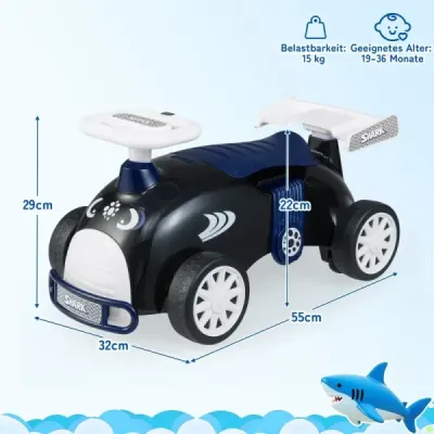 Detské posúvacie auto od nôh k podlahe,  detské odrážalo s hudbou a úložným priestorom pod sedadlom Detské vozidlo Shark