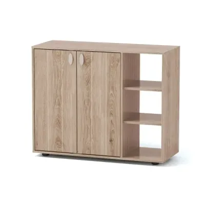 Skriňa na topánky s 2 dvierkami a nastaviteľnými otvorenými policami Stojan na topánky Komoda na topánky Prírodná
