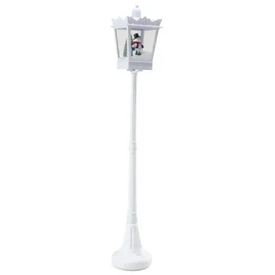 185 cm hudobná vianočná pouličná lampa s teplými bielymi LED svetlami a snehovými efektmi, biela