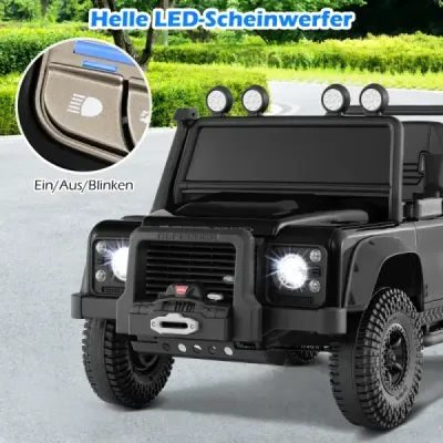 Elektrické auto Land Rover Defender pre deti s diaľkovým ovládaním od rodiča, čierne