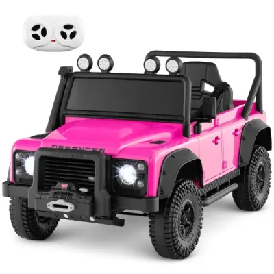 Elektrické auto Land Rover Defender pre deti, elektrické vozidlo s diaľkovým ovládaním od rodiča, celoodpružené, svetlomety, ružové