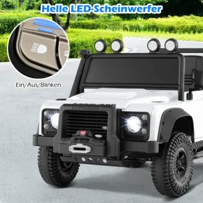 Elektrické auto Land Rover Defender pre deti s diaľkovým ovládaním od rodiča, biele