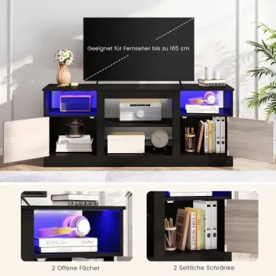 TV skrinka s LED osvetlením pre 65" televízory. TV skrinka s nastaviteľnou policou.