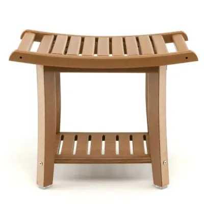 Vodotesná sprchová lavica/stolička so zaobleným sedadlom, 60,5 x 34 x 48 cm, hnedá