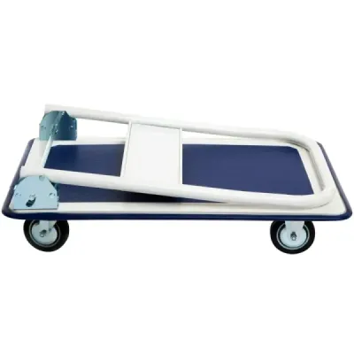 Skladacie transportné vozíky s nosnosťou do 150 kg, plošinové vozíky s kolieskami otočnými o 360° a rukoväťou, modré