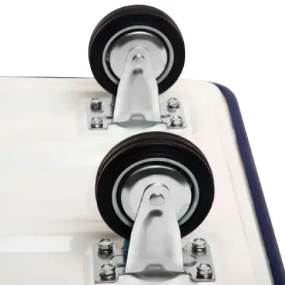 Skladacie transportné vozíky s nosnosťou do 150 kg, plošinové vozíky s kolieskami otočnými o 360° a rukoväťou, modré