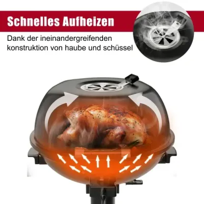 Elektrický gril BBQ, prenosný stojan s odnímateľným nepriľnavým roštom, čierny