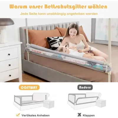 175 cm detská zabrana, výškovo nastaviteľná v 24 krokoch s dvojitým zámkom, sivá