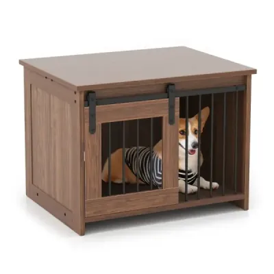Box pre psov kovový drevený chovný priestor pre psy klietka pre domácich miláčikov hnedá