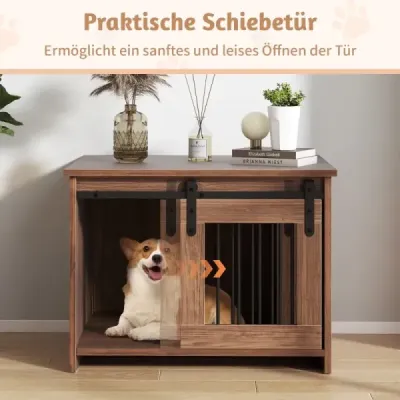 Box pre psov kovový drevený chovný priestor pre psy klietka pre domácich miláčikov hnedá