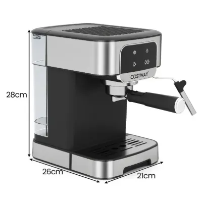 Espresso kávovar 20 barov 1200 W Espresso kávovar s parným napeňovačom mlieka 18 l odnímateľná nádržka na vodu Čierna