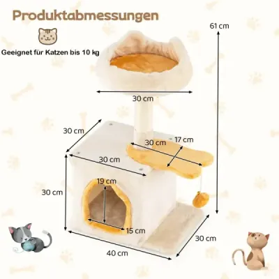Malý škrabadlo pre mačky s plošinou v tvare ryby, drevený škrabadlo pre mačky, škrabadlo pre mačky, lezecký strom