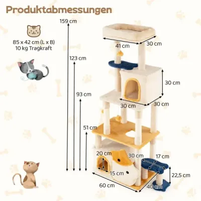 Veľký drevený škrabadlo pre mačky s motívom ryby, škrabadlo pre mačky, lezecký strom, béžový