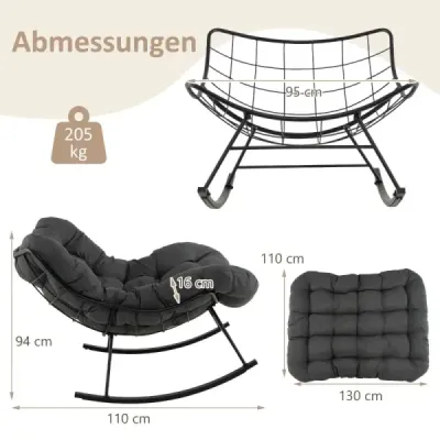 Hojdacie kreslo s čalúneným vankúšom a nosnosťou 205 kg Hojdacie kreslo Patio kreslo