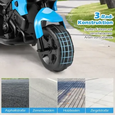 6V detský motocykel, 3-kolesový elektrický motocykel s LED svetlometmi, , námornícka modrá