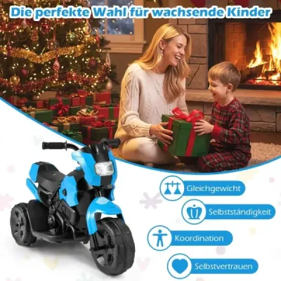 6V detský motocykel, 3-kolesový elektrický motocykel s LED svetlometmi, , námornícka modrá