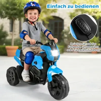 6V detský motocykel, 3-kolesový elektrický motocykel s LED svetlometmi, , námornícka modrá