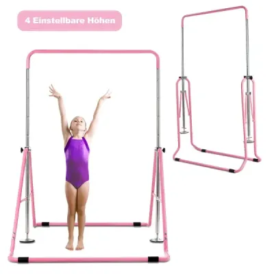 Detská gymnastická hrazda, výškovo nastaviteľná, hrazda 90-130 cm, skladacia, ružová