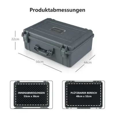22" puzdro na fotoaparát s pevným plášťom, univerzálne nastaviteľné vodotesné puzdro s pevným plášťom, sivé