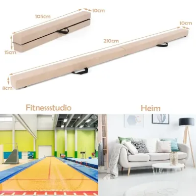 2,1 m kladina na gymnastiku, tréningová, skladacia, odolná, fitness, hnedá