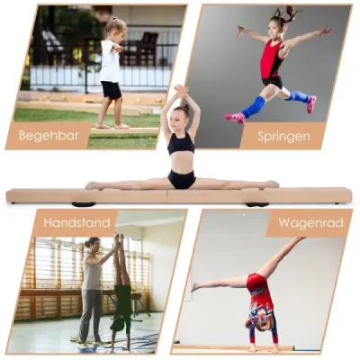 2,1 m kladina na gymnastiku, tréningová, skladacia, odolná, fitness, hnedá