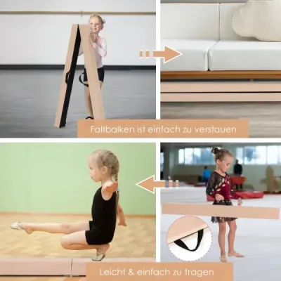 2,1 m kladina na gymnastiku, tréningová, skladacia, odolná, fitness, hnedá