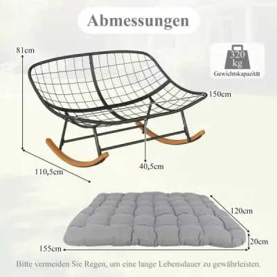 Hojdacie kreslo s hrubým vankúšom Nadrozmerné hojdacie kreslo s nosnosťou do 320 kg Relaxačné kreslo