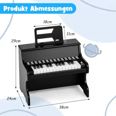 25-klávesové mini digitálne piano pre deti, elektrické piano s nastaviteľnou rýchlosťou, čierne