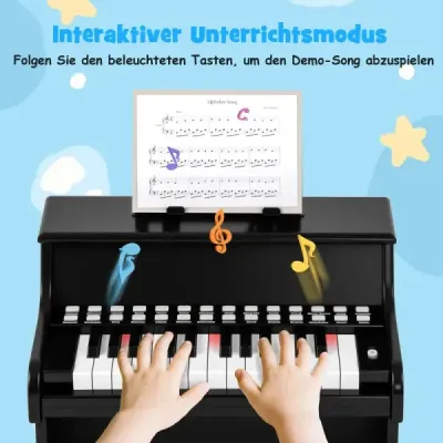 25-klávesové mini digitálne piano pre deti, elektrické piano s nastaviteľnou rýchlosťou, čierne