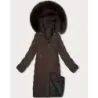 Dlhá dámska zimná bunda MODA7665 hnedá