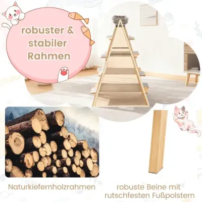 Škrabadlo pre mačky s rebríkom so sisalovými škrabadlami a polstrovanou plochou na ležanie. Skladacie škrabadlo pre mačky.