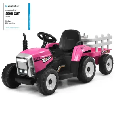 12 V detský traktor s prívesom Elektrické autíčko na batérie žlté
