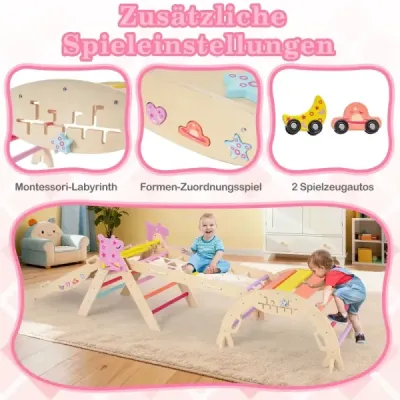Trojuholníková sada 8 v 1 skladacia lezecká hračka Montessori drevená lezecká súprava Lezecký rám pre deti farebné